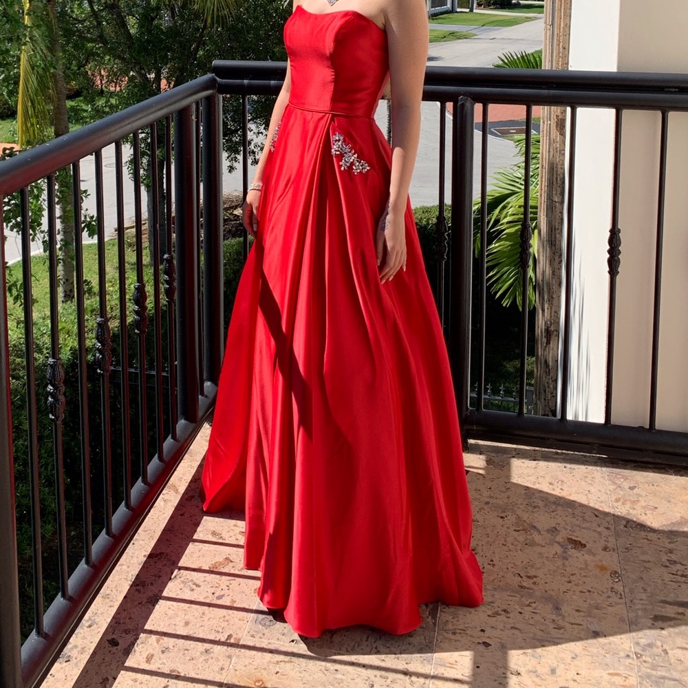 Camille La Vie Long Red Prom Dress